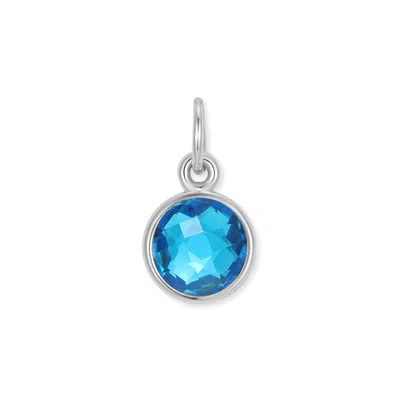 Evesaddiction Cz Bezel Drop Charm - Silver / December In Blue