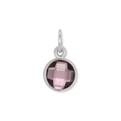 Evesaddiction Cz Bezel Drop Charm - Silver / February In Pink