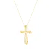 Evesaddiction Cz Looped Heart Cross Pendant In Gold