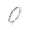 Evesaddiction Cz Sterling Silver Stackable Birthstone Eternity Band - Silver / 5 / February In Metallic