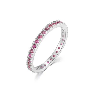 Evesaddiction Cz Sterling Silver Stackable Birthstone Eternity Band - Silver / 5 / July In Metallic