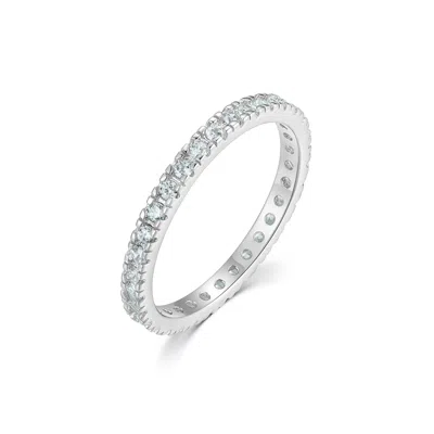 Evesaddiction Cz Sterling Silver Stackable Birthstone Eternity Band - Silver / 5 / March In Metallic