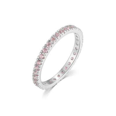 Evesaddiction Cz Sterling Silver Stackable Birthstone Eternity Band - Silver / 5 / October In Metallic