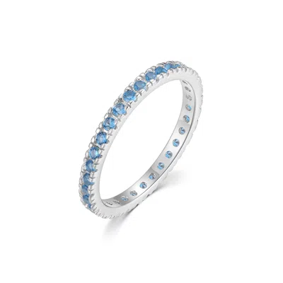 Evesaddiction Cz Sterling Silver Stackable Birthstone Eternity Band In Metallic