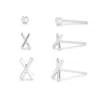 Evesaddiction Cz X And Ball Earring Set - Silver In Silver