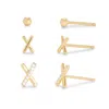 Evesaddiction Cz X And Ball Earring Set In Yellow