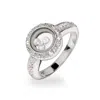 Evesaddiction Designer Inspired Floating Czs Sterling Silver Circle Ring In Metallic