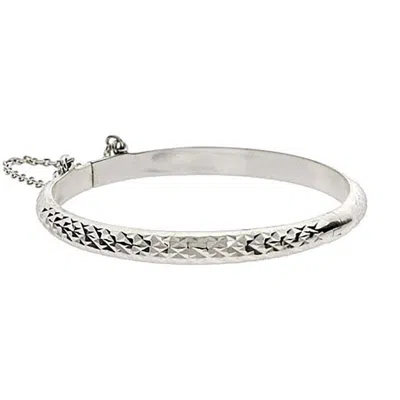 Evesaddiction Diamond Cut Sterling Silver Baby Bangle In Gray