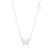 Evesaddiction Double Cz Butterfly Necklace - Silver In Metallic