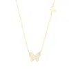 Evesaddiction Double Cz Butterfly Necklace In Gold