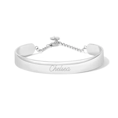 Evesaddiction Engravable Adjustable Cuff Bracelet In Silver