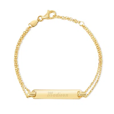 Evesaddiction Engravable Baby Name Bar Bracelet In Gold