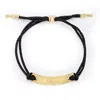 Evesaddiction Engravable Bar Black Rope Bolo Bracelet - Gold In Gold