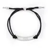 Evesaddiction Engravable Bar Black Rope Bolo Bracelet - Silver In Silver