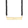 Evesaddiction Engravable Beaded Name Bar Necklace - Black Onyx / Gold In Gold