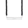 Evesaddiction Engravable Beaded Name Bar Necklace - Black Onyx / Silver In Metallic