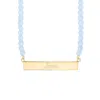 Evesaddiction Engravable Beaded Name Bar Necklace - Blue Lace Agate / Gold In Gold