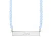 Evesaddiction Engravable Beaded Name Bar Necklace - Blue Lace Agate / Silver In Blue