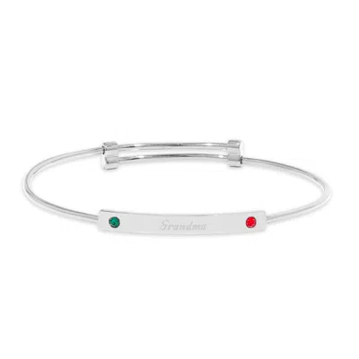 Evesaddiction Engravable Birthstone Bar Bangle Bracelet - Silver / 2 In Metallic