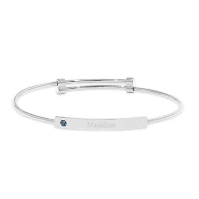 Evesaddiction Engravable Birthstone Bar Bangle Bracelet In Silver
