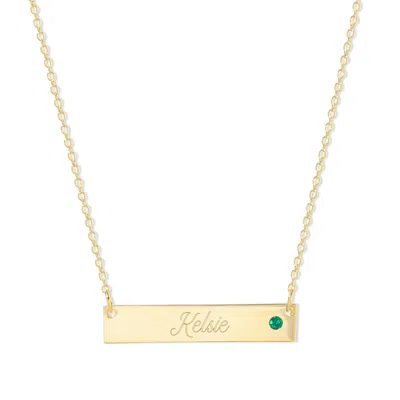 Evesaddiction Engravable Birthstone Name Bar Necklace