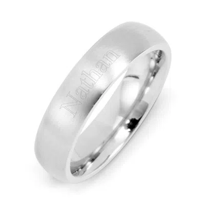 Evesaddiction Engravable Brushed Stainless Steel Wedding Band In Silver
