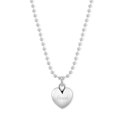 Evesaddiction Engravable Heart Charm Necklace - Silver In Metallic