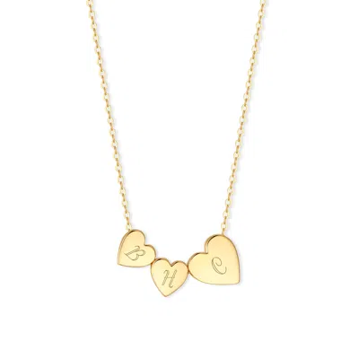 Evesaddiction Engravable Heart Initial Family Necklace - Gold / 2