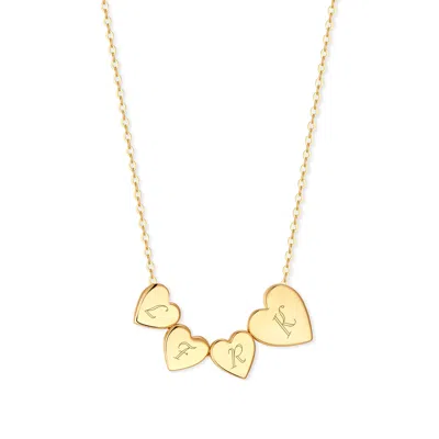 Evesaddiction Engravable Heart Initial Family Necklace - Gold / 3