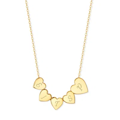 Evesaddiction Engravable Heart Initial Family Necklace - Gold / 4