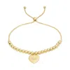 Evesaddiction Engravable Heart Tag Beaded Bolo Bracelet - Gold In Gold