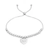 Evesaddiction Engravable Heart Tag Beaded Bolo Bracelet - Silver In Silver