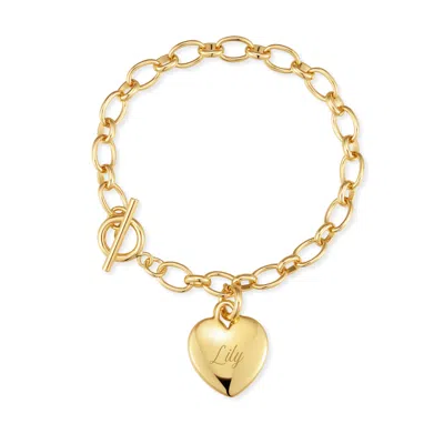 Evesaddiction Engravable Heart Toggle Bracelet In Gold