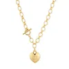 Evesaddiction Engravable Heart Toggle Necklace In Gold