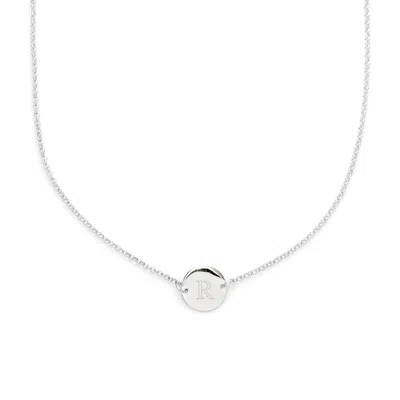 Evesaddiction Engravable Initial Silver Disc Necklace