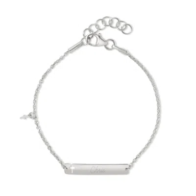 Evesaddiction Engravable Kid's Id Cross Bracelet - Silver