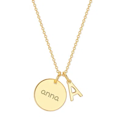 Evesaddiction Engravable Kid's Initial Name Necklace - Gold / A