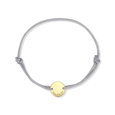 Evesaddiction Engravable Kid's Name Cord Bracelet - Gold / Grey In Gray