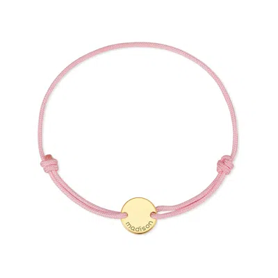 Evesaddiction Engravable Kid's Name Cord Bracelet - Gold / Pink