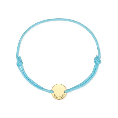 Evesaddiction Engravable Kid's Name Cord Bracelet - Gold / Turquoise In Blue