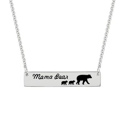 Evesaddiction Engravable Mama Bear And Baby Cubs Silver Name Bar Necklace