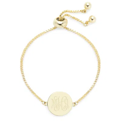 Evesaddiction Engravable Monogram Gold Disc Baby Bolo Bracelet