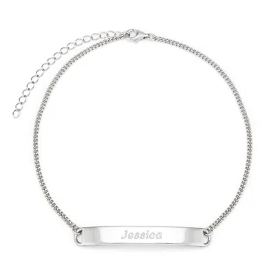 Evesaddiction Engravable Name Bar Anklet - Silver