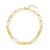 Evesaddiction Engravable Paperclip Chain Name Bar Bracelet