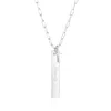 Evesaddiction Engravable Paperclip Chain Vertical Bar Cz Cross Necklace In Metallic
