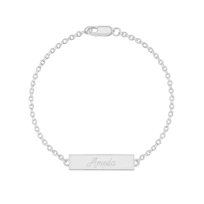 Evesaddiction Engravable Petite Name Bar Bracelet - Silver