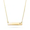 Evesaddiction Engravable Petite Name Bar With Diamond Heart In Gold