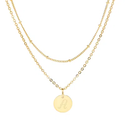 Evesaddiction Engravable Round Tag Layered Necklace Set - Gold