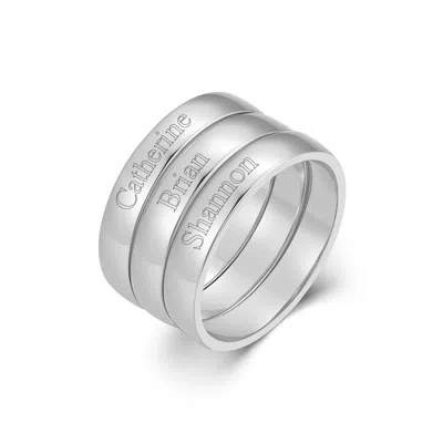 Evesaddiction Engravable Stacking Mother's Rings - Silver / 3 / 8