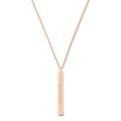 Evesaddiction Engravable Vertical Square Name Bar Necklace In Gold
